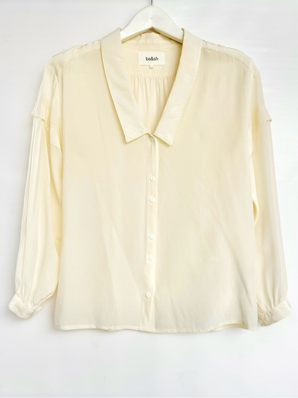 ba&sh SILK Button-Front Collared Blouse